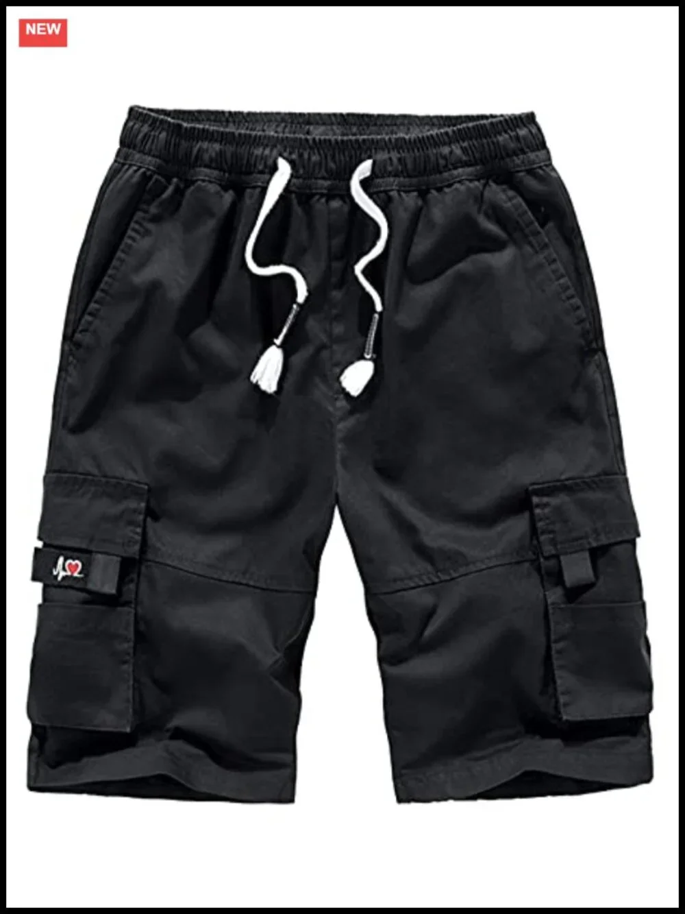 Women's Cotton Cargo Shorts with 6 Pockets, Elastic Waist Drawstring, Loose Fit
